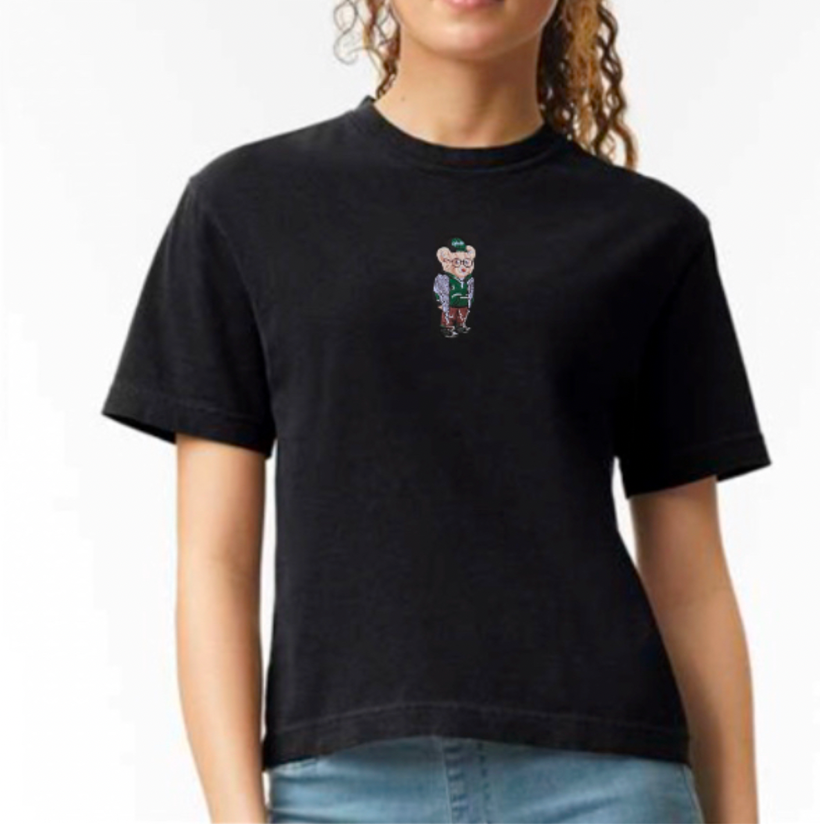 Embroidered Kuffiyeh Bear Black Tee