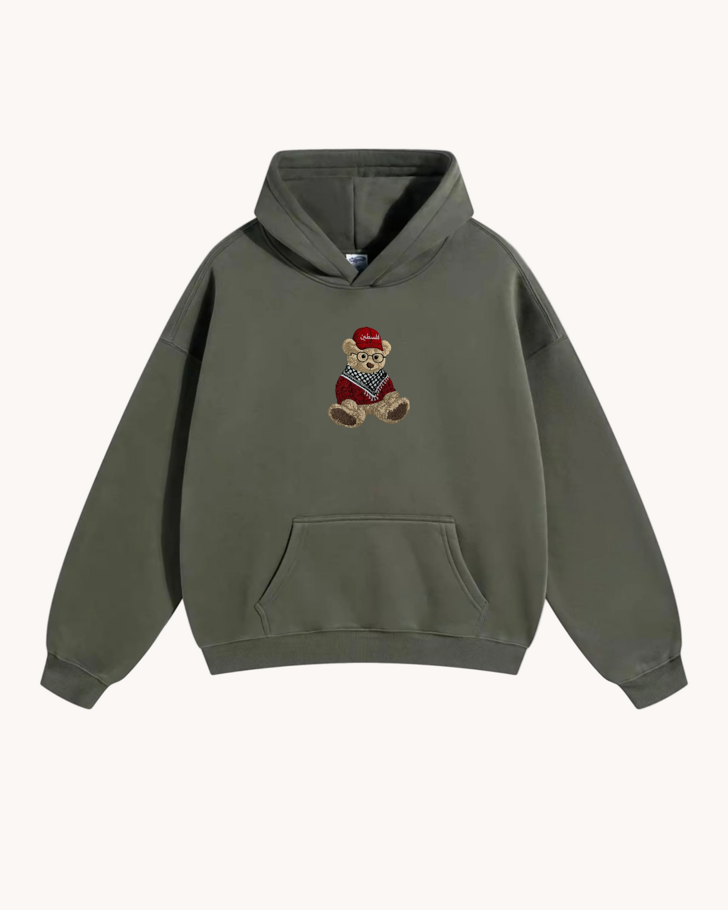 Army Green Oversized Hoodie - Signature Bear