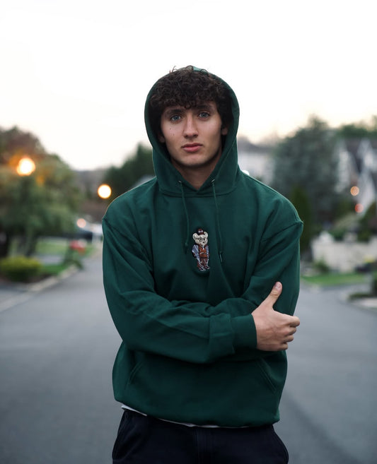 Embroidered Kuffiyeh Bear Green Hoodie