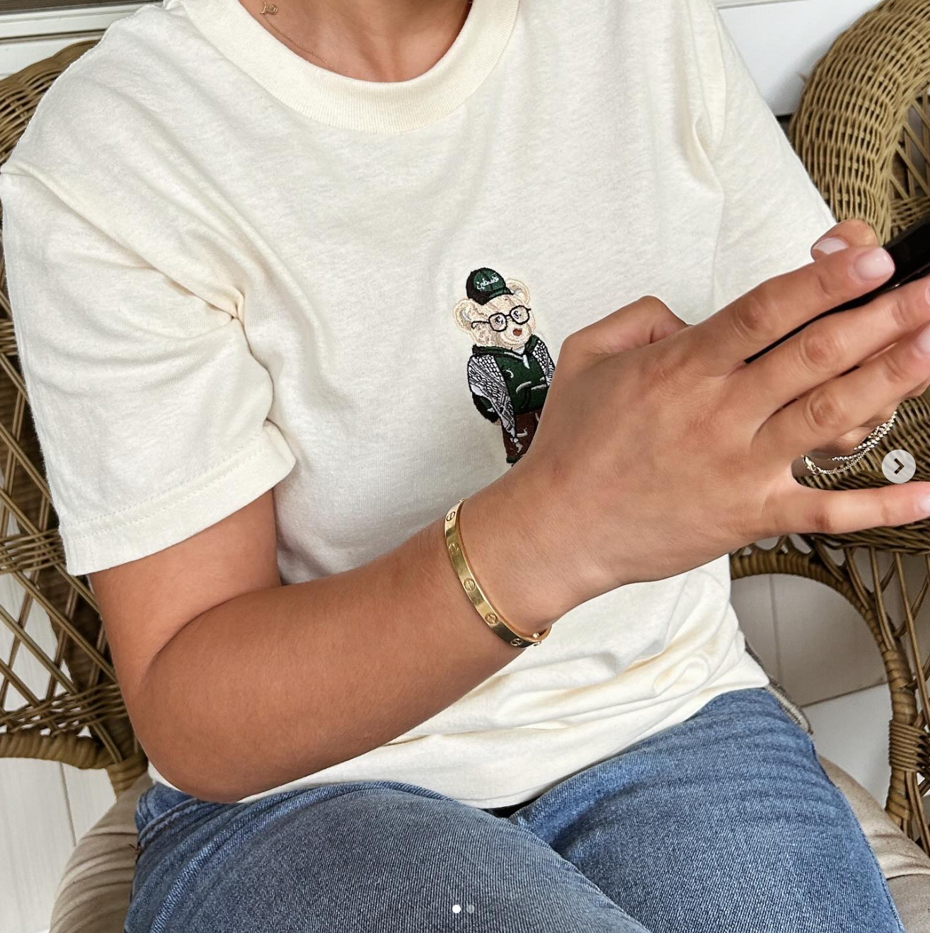 Embroidered Kuffiyeh Bear Creme Tee