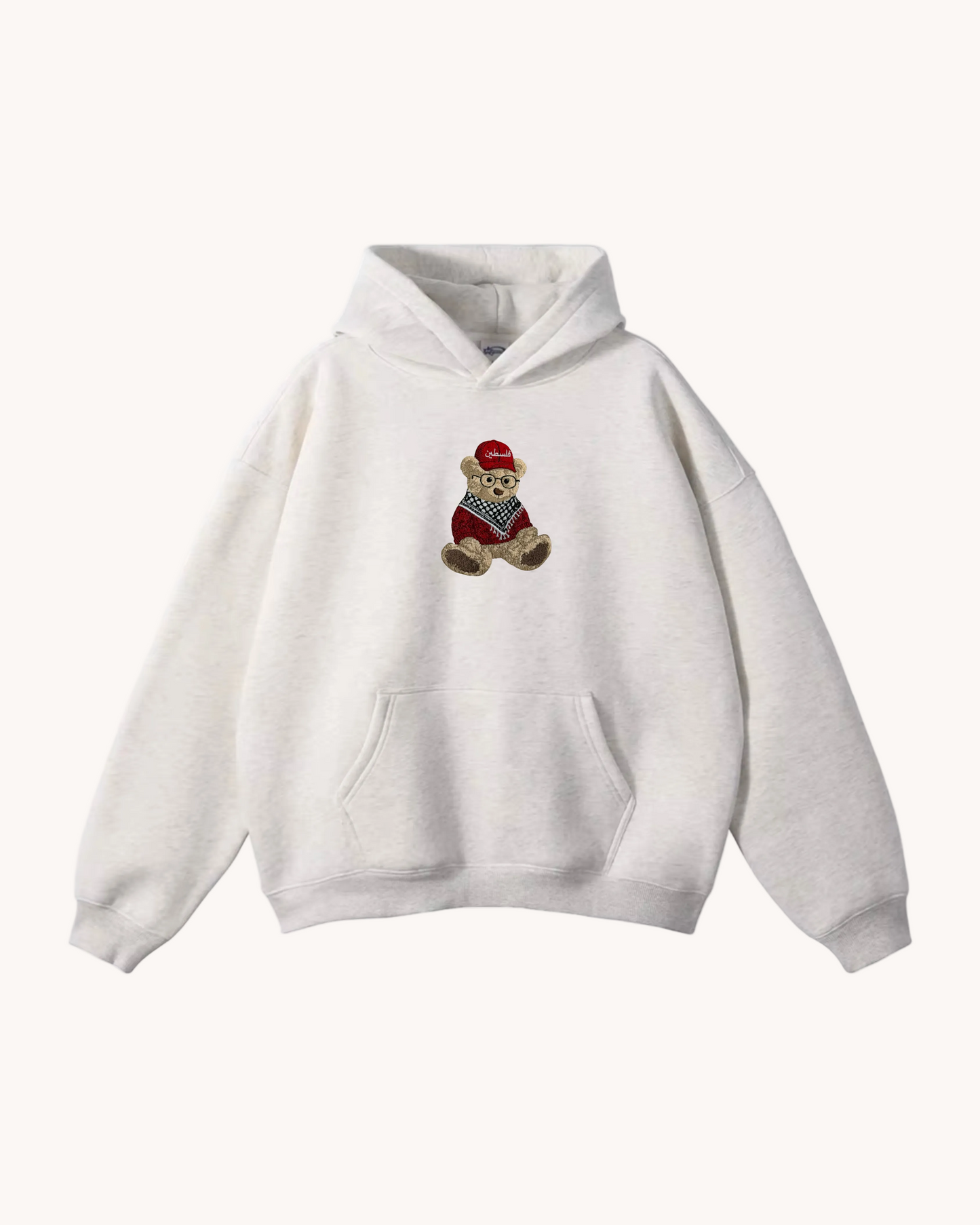 Ash Grey Oversized Hoodie - Signature Bear