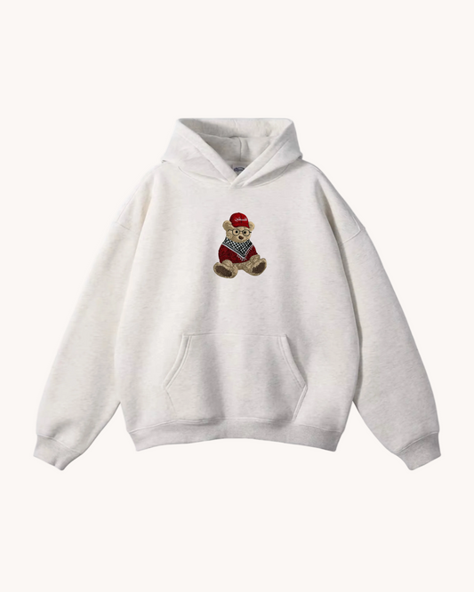 Ash Grey Oversized Hoodie - Signature Bear